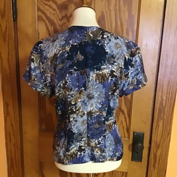 VTG 90s Blue Floral Button Down Top - Picture 8 of 12